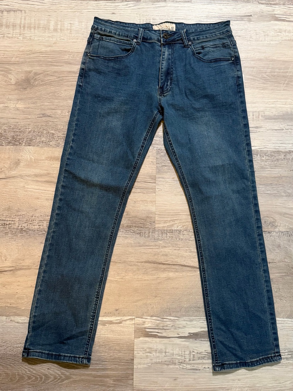 Paper Denim & Cloth Straight Jeans Men's 32/30 Dark Blue Premium Denim Stretch